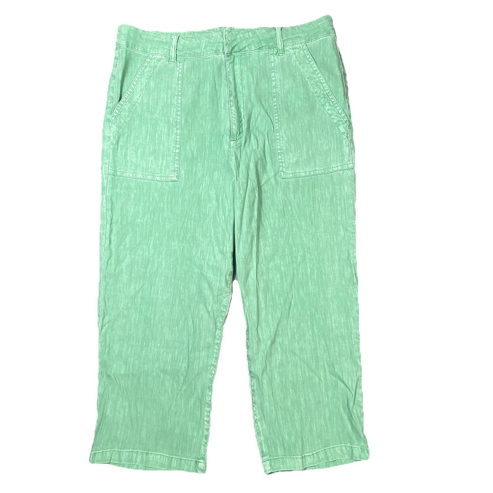 Kut From The Kloth Pants 12 Wide Leg High Waist Linen Blend Trouser Green Spring